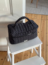 Honey large polka dotted toiletry bag with handle – Black/white