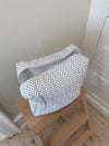 Honey tote with dots – Blue/white