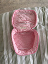 Honey large toiletry bag with handle – White/light pink flowers