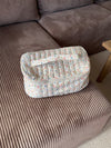 Honey large toiletry bag with handle – White with flowers