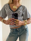 Scandivv blouse with stripes - Grey/white