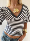 Scandivv blouse with stripes - Grey/white