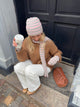 Haze beanie with stripes – Pink/beige/blue