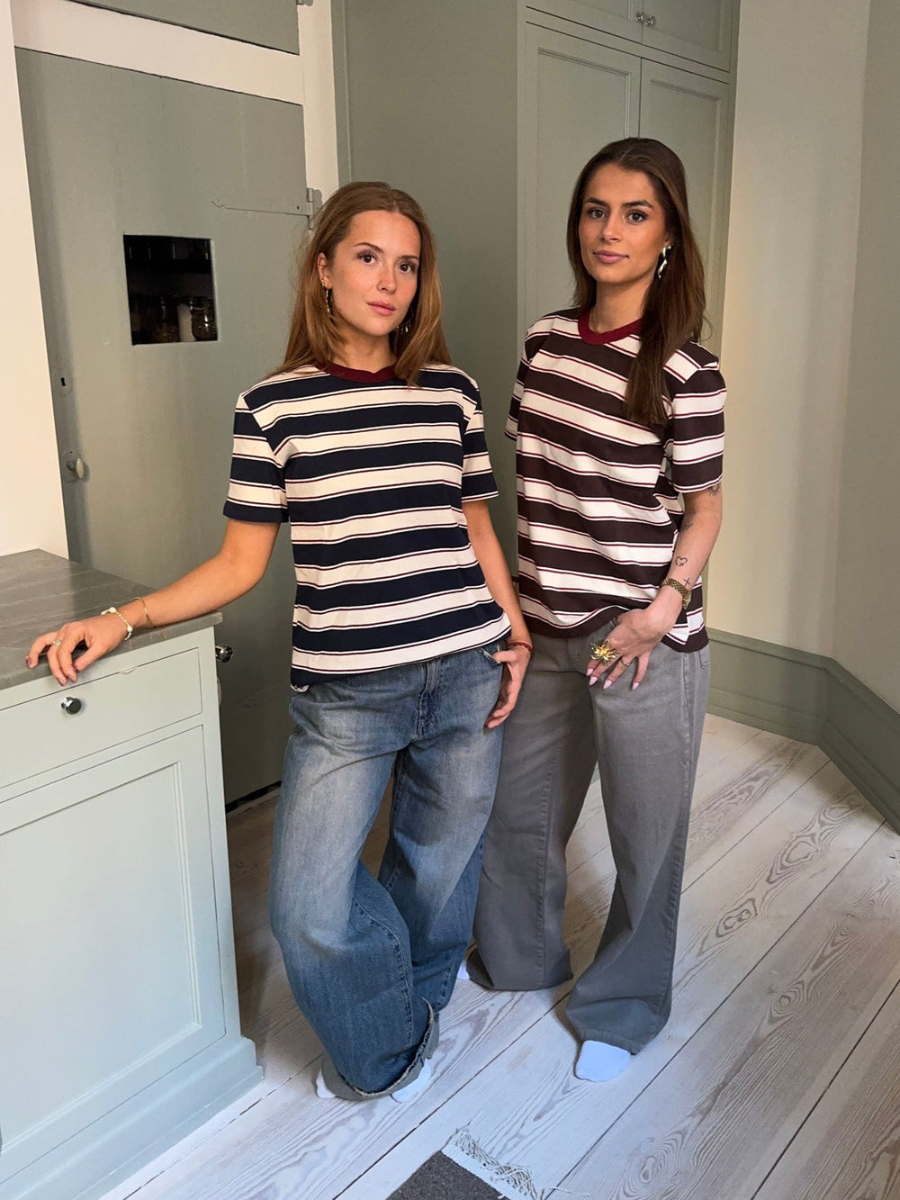 Estella striped t-shirt - Brown/Burgundy