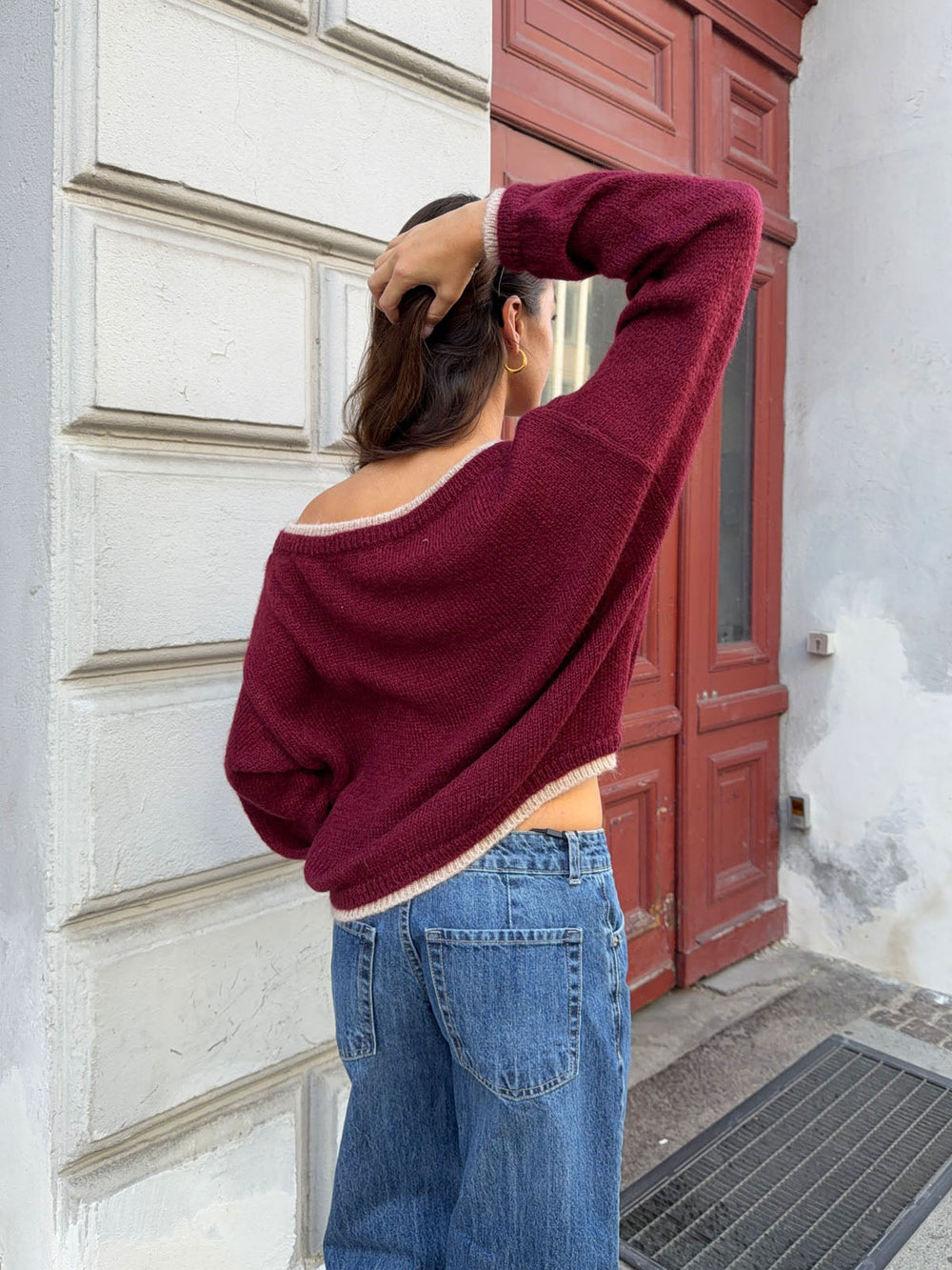 Tendra knit with edge details - Red/white
