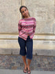 Bernie knit with buttons and stripes - Pink