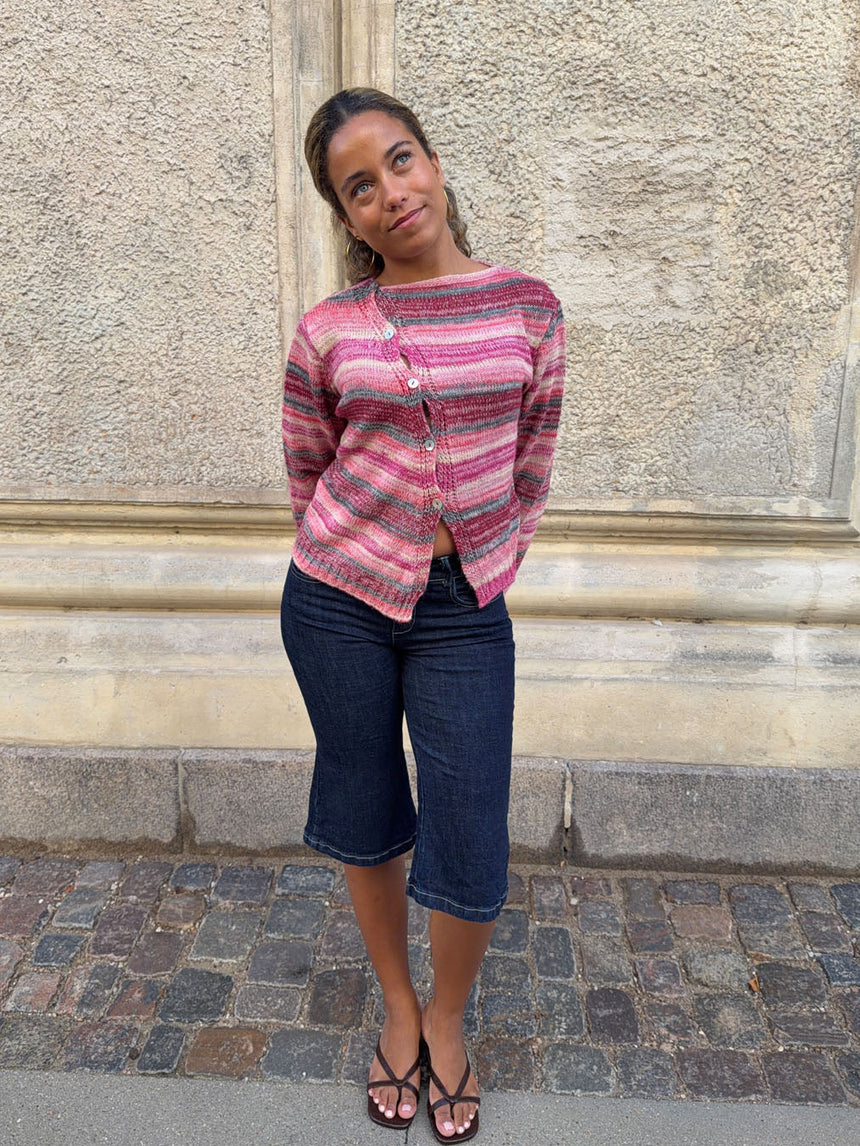 Bernie knit with buttons and stripes - Pink