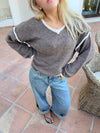 Helina knit with detailing - Brown/white