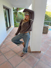 Helina knit with detailing - Brown/white