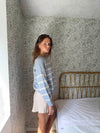 Evelisse knit with buttons - Light blue/white
