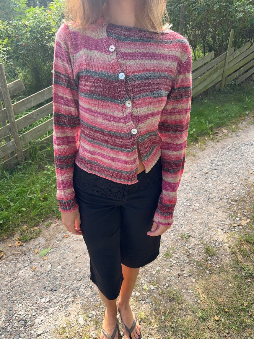 Bernie knit with buttons and stripes - Pink