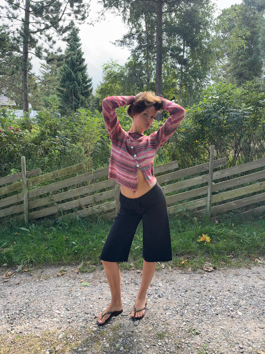 Bernie knit with buttons and stripes - Pink
