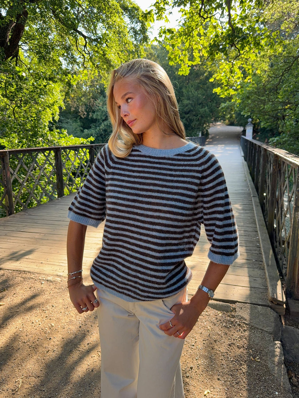 Almy knitted sweater with stripes - Blue