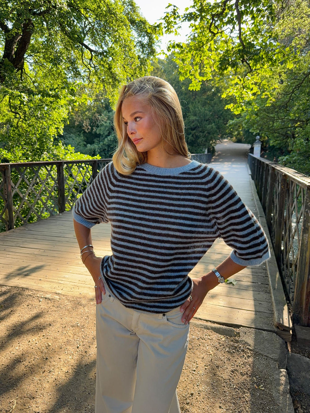 Almy knitted sweater with stripes - Blue
