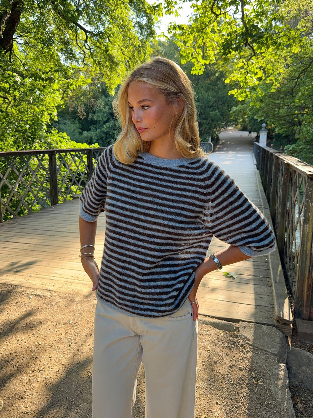 Almy knitted sweater with stripes - Blue