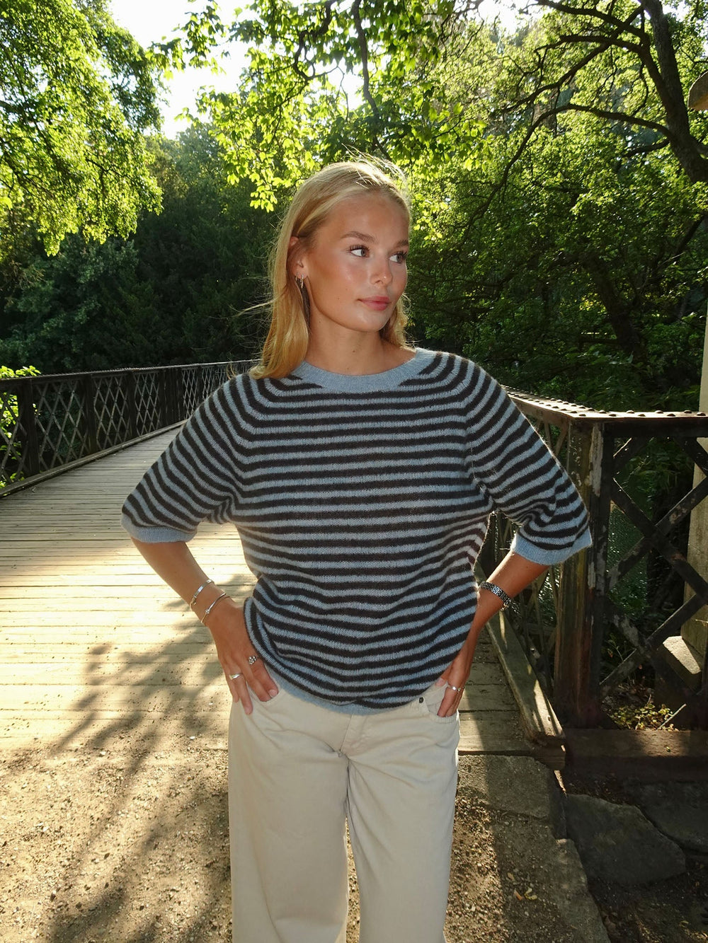 Almy knitted sweater with stripes - Blue