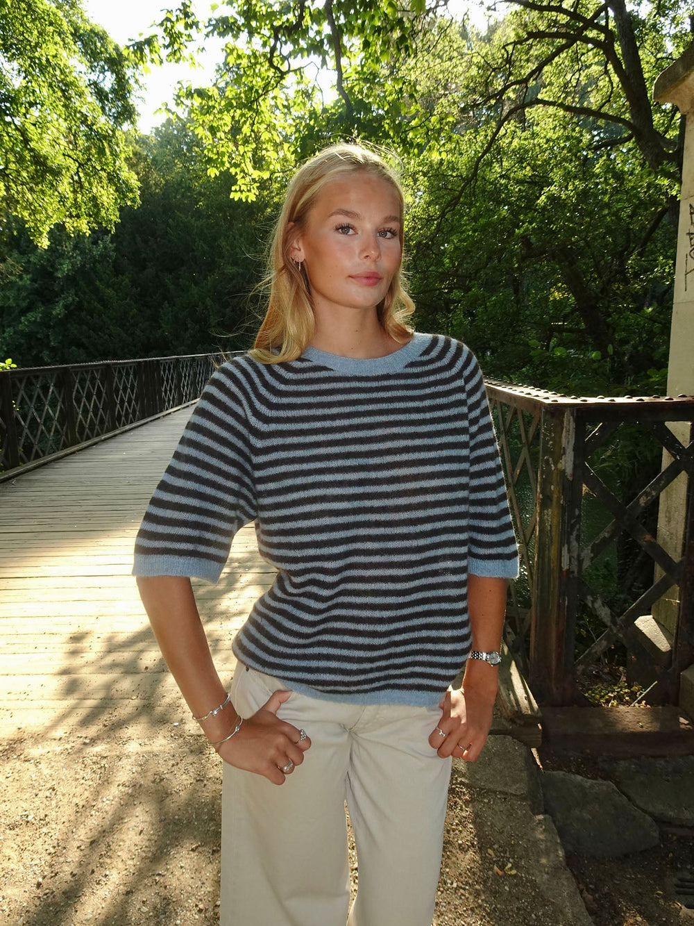 Almy knitted sweater with stripes - Blue
