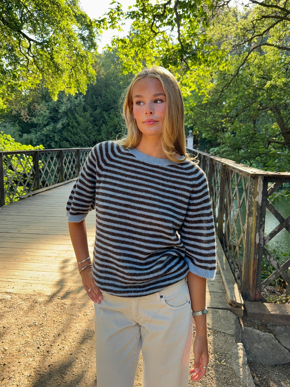 Almy knitted sweater with stripes - Blue