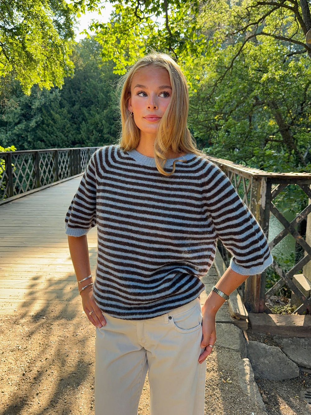 Almy knitted sweater with stripes - Blue