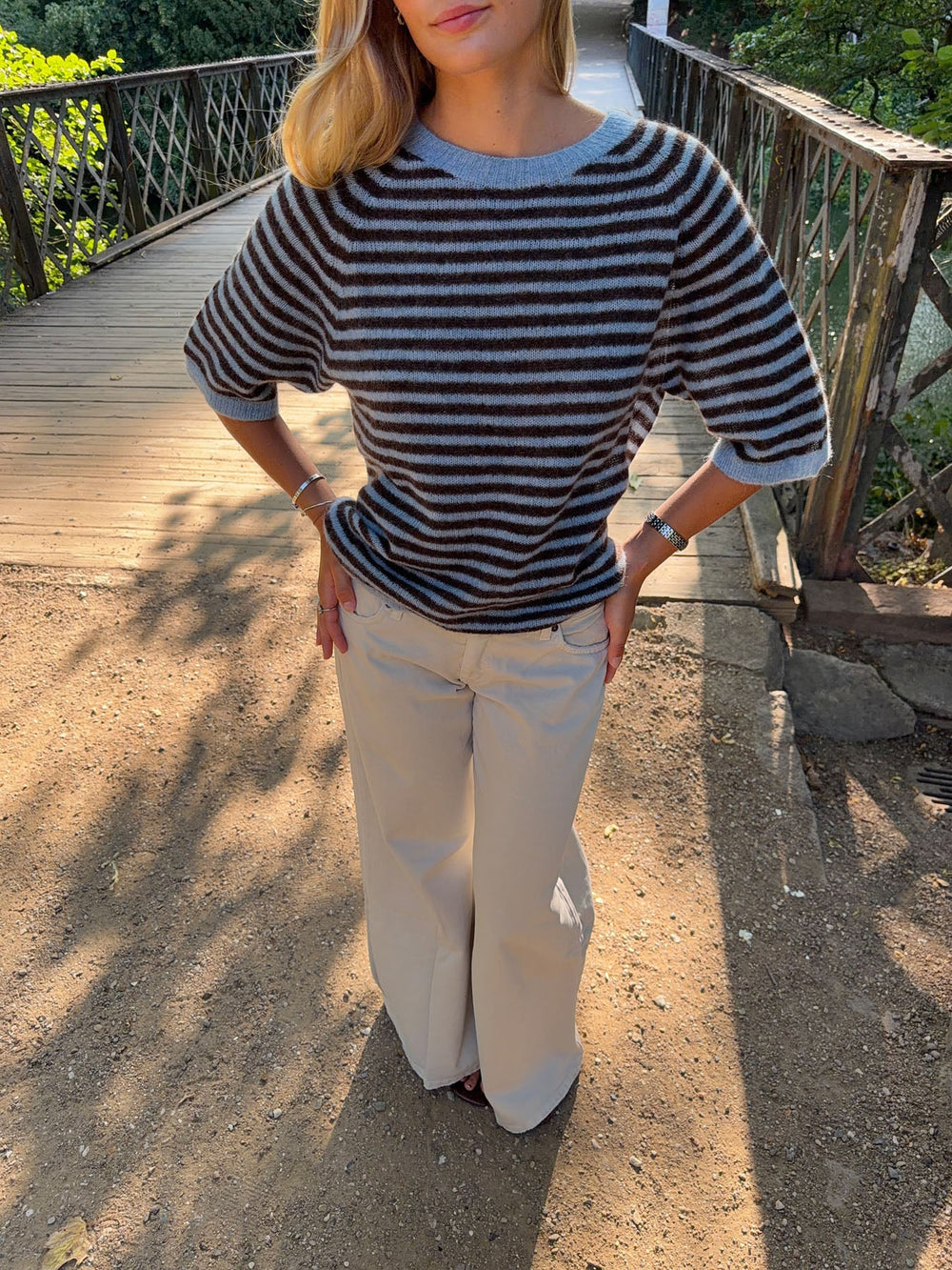 Almy knitted sweater with stripes - Blue