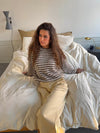 Zeya knit with stripes - White/taupe