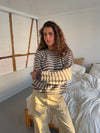 Zeya knit with stripes - White/taupe