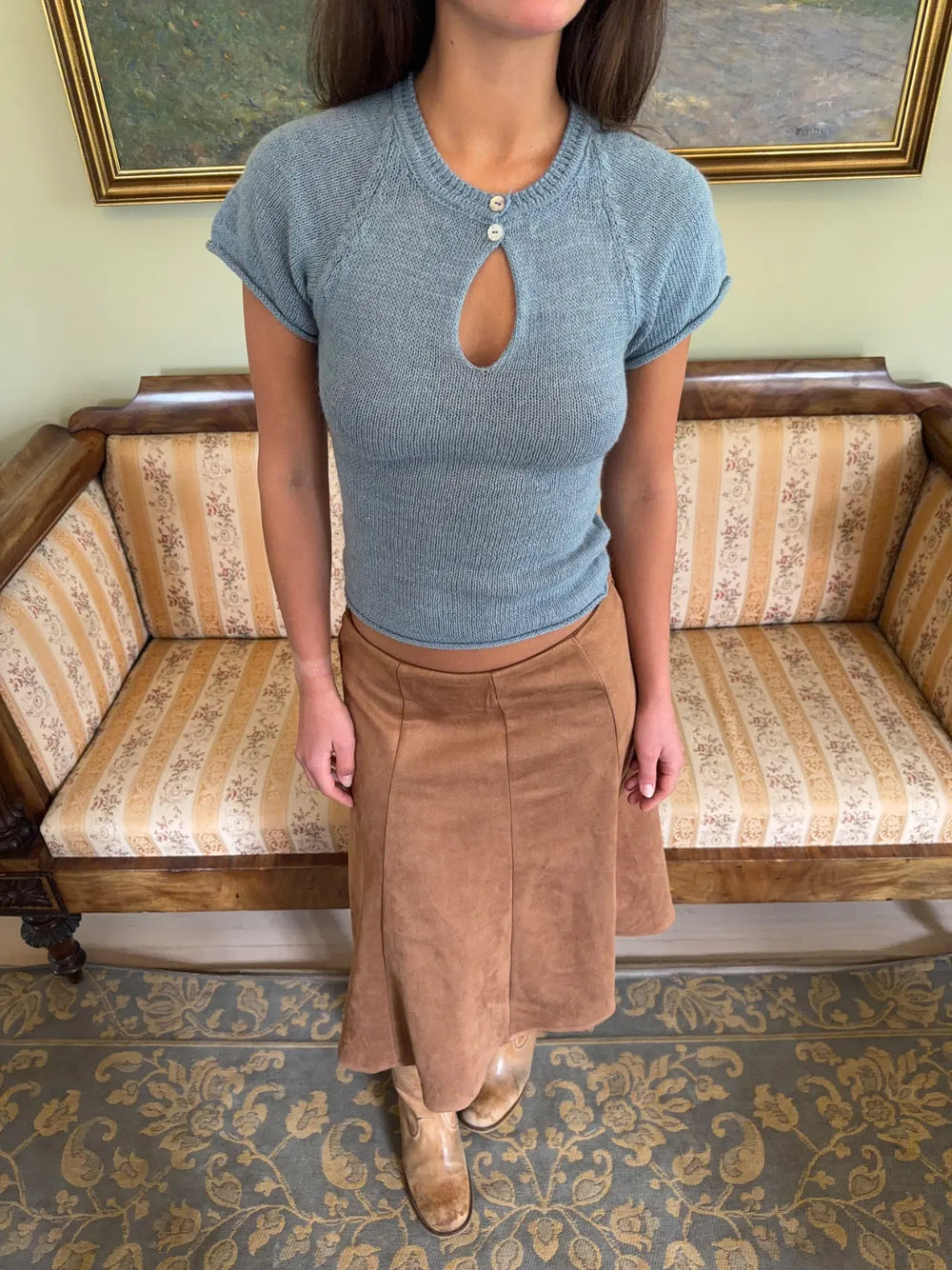 Serena knitted t-shirt - Light blue