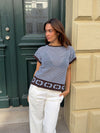 Alfi knitted striped T-shirt - White/brown