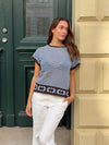 Alfi knitted striped T-shirt - White/brown