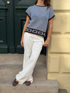 Alfi knitted striped T-shirt - White/brown