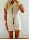 Scandivv knitted dress with buttons - Off white
