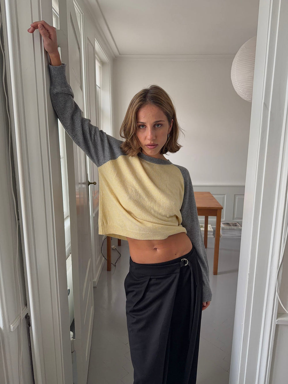 Oliva knit blouse - Grey/yellow