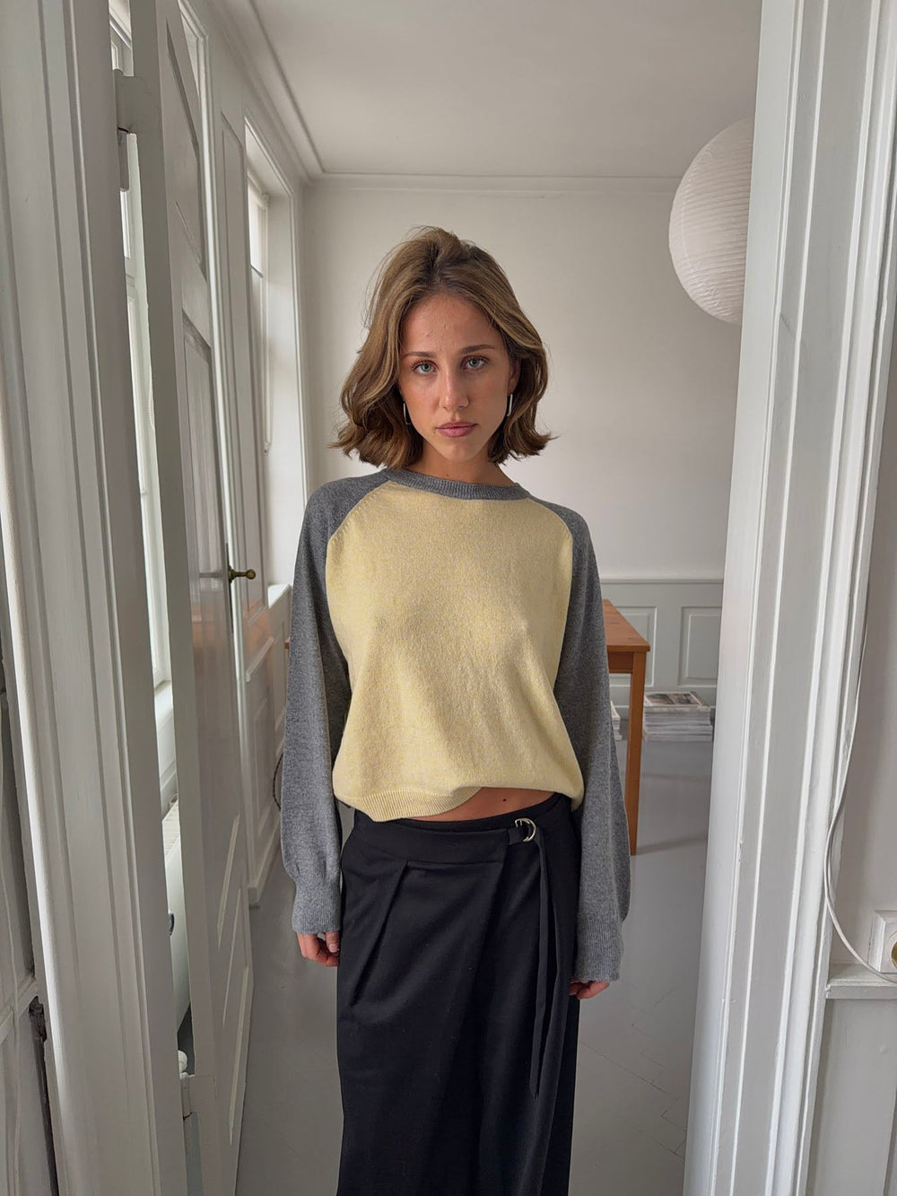 Oliva knit blouse - Grey/yellow