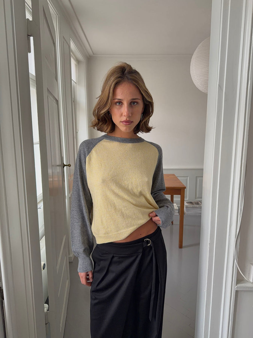 Oliva knit blouse - Grey/yellow