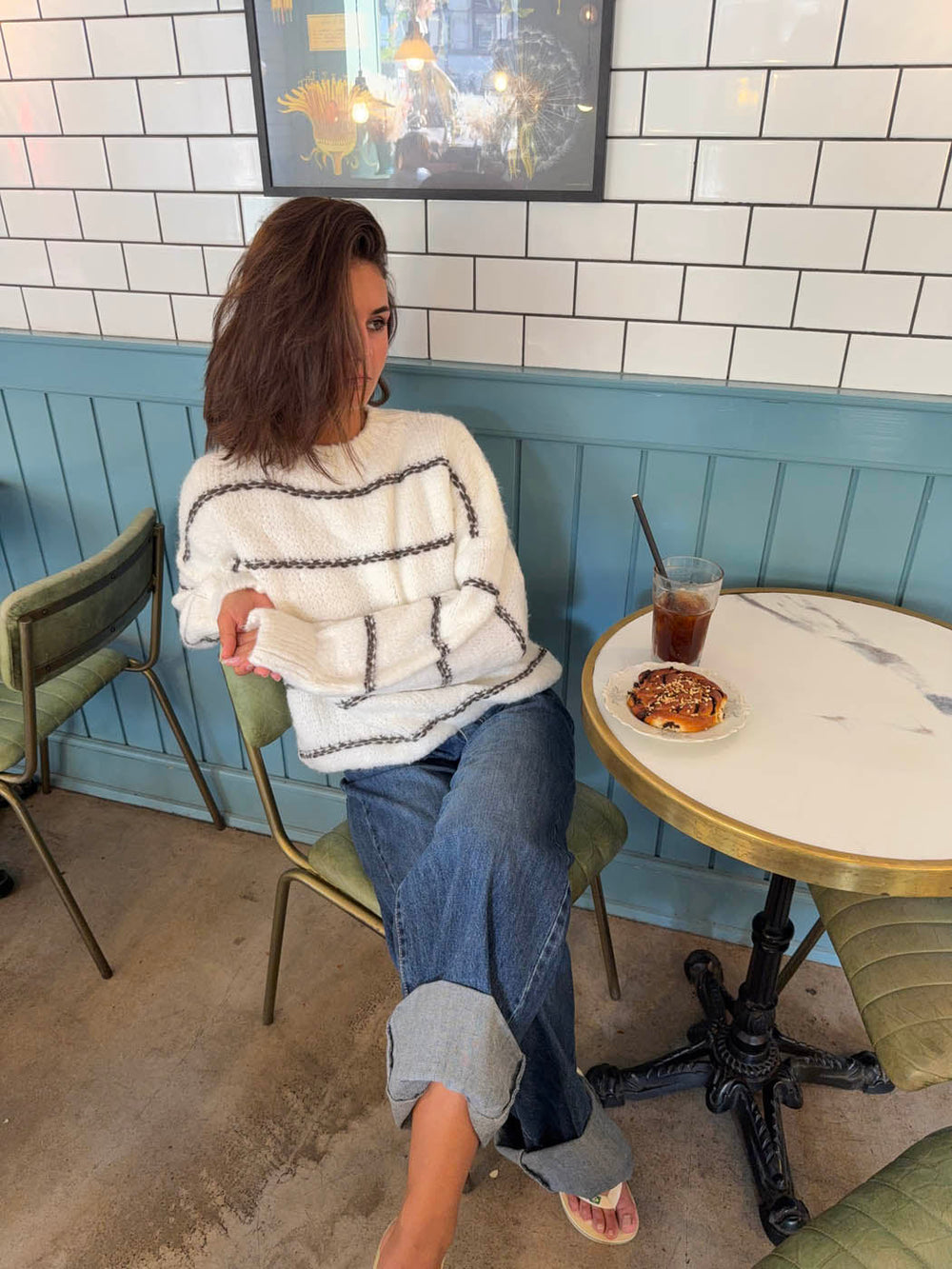 Rula knit - White/brown
