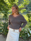 Stina knit with lace details - Brown