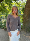 Stina knit with lace details - Brown