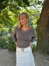 Stina knit with lace details - Brown