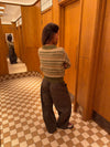 Melia knit blouse with stripes - Green/beige