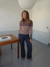 Swela knitted sweater with turtleneck – Dark brown/pink