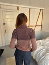Swela knitted sweater with turtleneck – Dark brown/pink