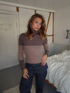 Swela knitted sweater with turtleneck – Dark brown/pink