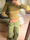 Swela knit with turtleneck - Green/brown