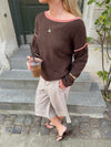 Ludovica knit with details - Brown/coral pink