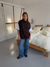 Kahula knitted vest with t-shirt - Brown/white