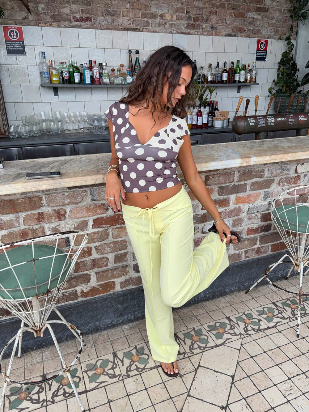 Nula suit pants with tie belt – Yellow