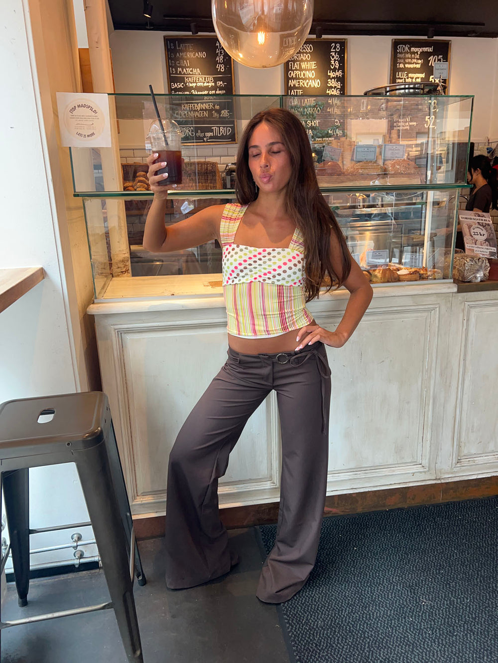 Vinna suit pants with metal ring - Brown