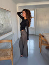 Tulle suit pants with checkers - Brown/black