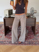 Vinna suit trousers with metal ring detail – Beige