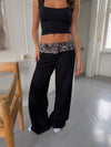 Calsia suit pants with zebra print trim – Black